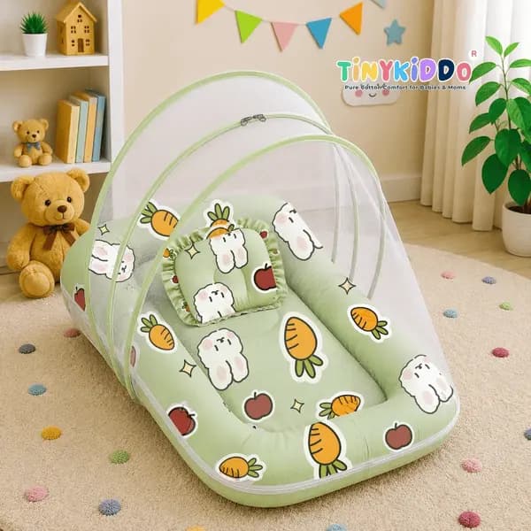 TinyKiddo Large Baby Bedding Set with Mosquito Net – Pure Cotton Comfort thumbnail 5