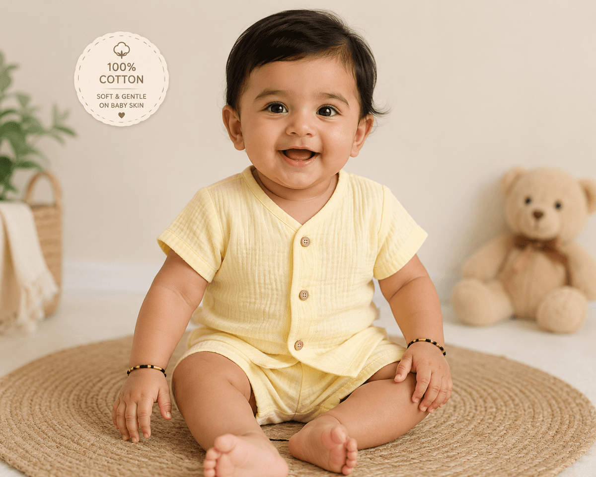 Crinkle Muslin Cotton Yellow baby boy thumbnail 5