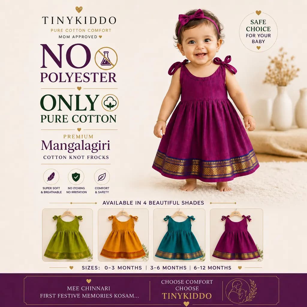 Mangalagiri Cotton Knot Frocks Magenta