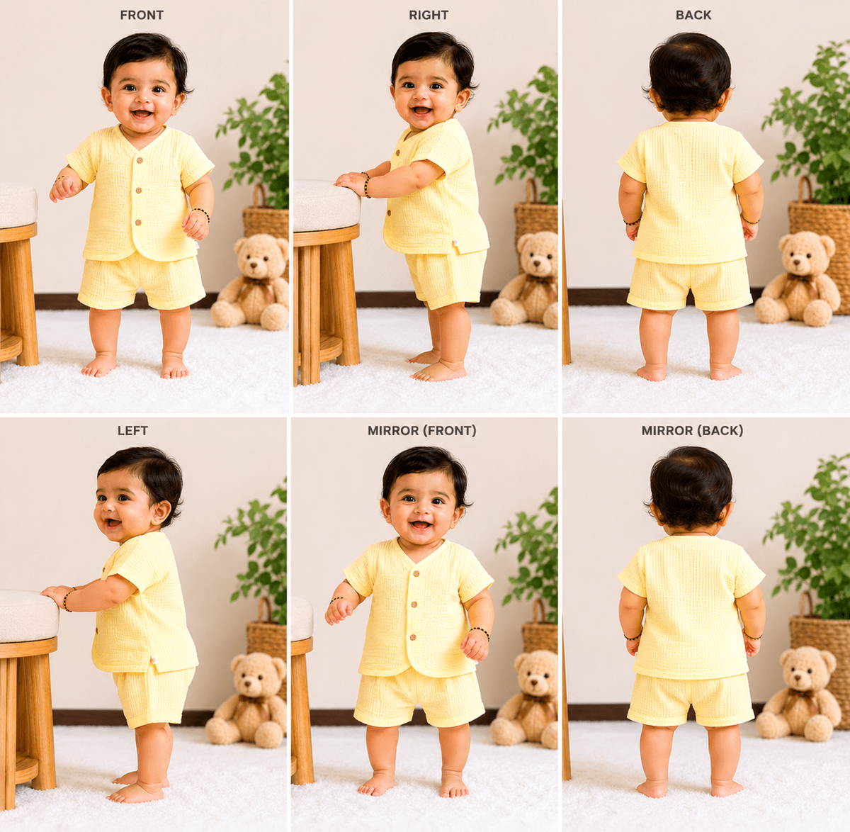 Crinkle Muslin Cotton Yellow baby boy thumbnail 4